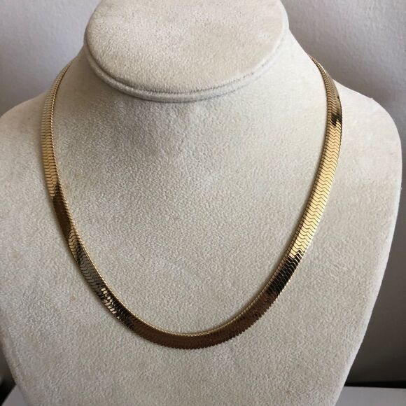 COPY -14k GP Herringbone/Snake Chain 6mm Necklace - Picture 1 of 6